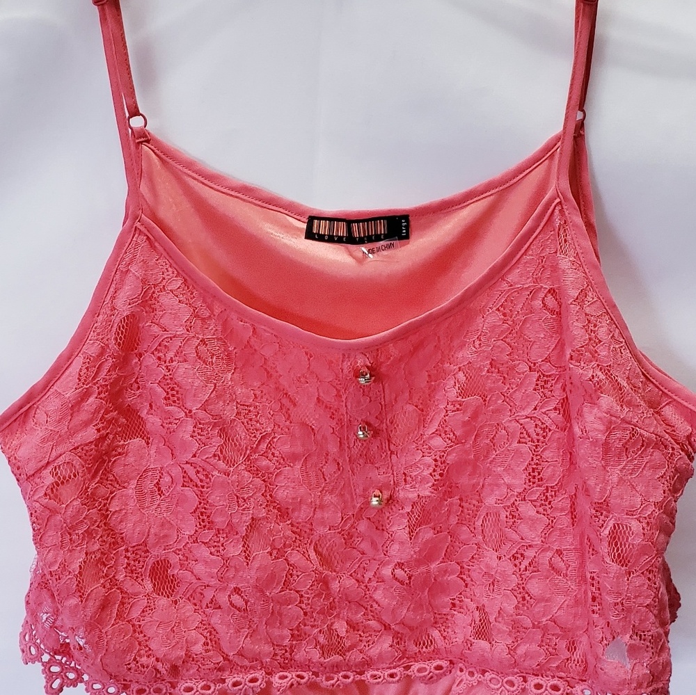 ☆Love Tree crop top orange lace large